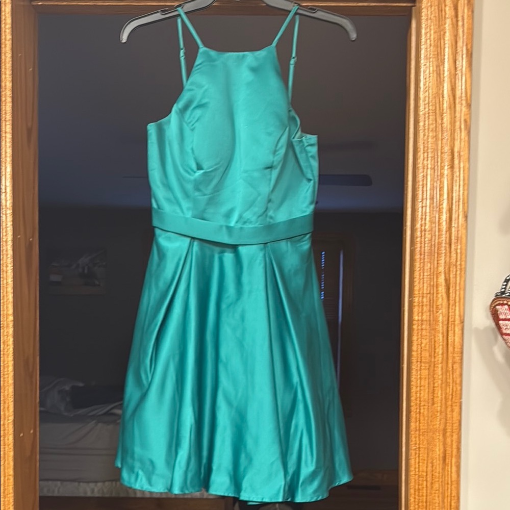 Elegant Green Satin Dress